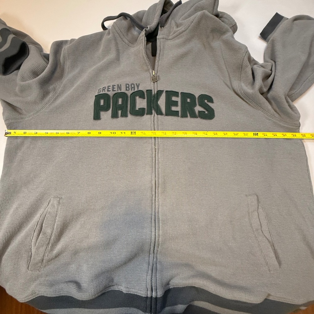 NFL Pro Line Green Bay Packers Waffle Knit Zip Up Hoodie Grey Mens 4XL Thermal - Picture 6 of 7